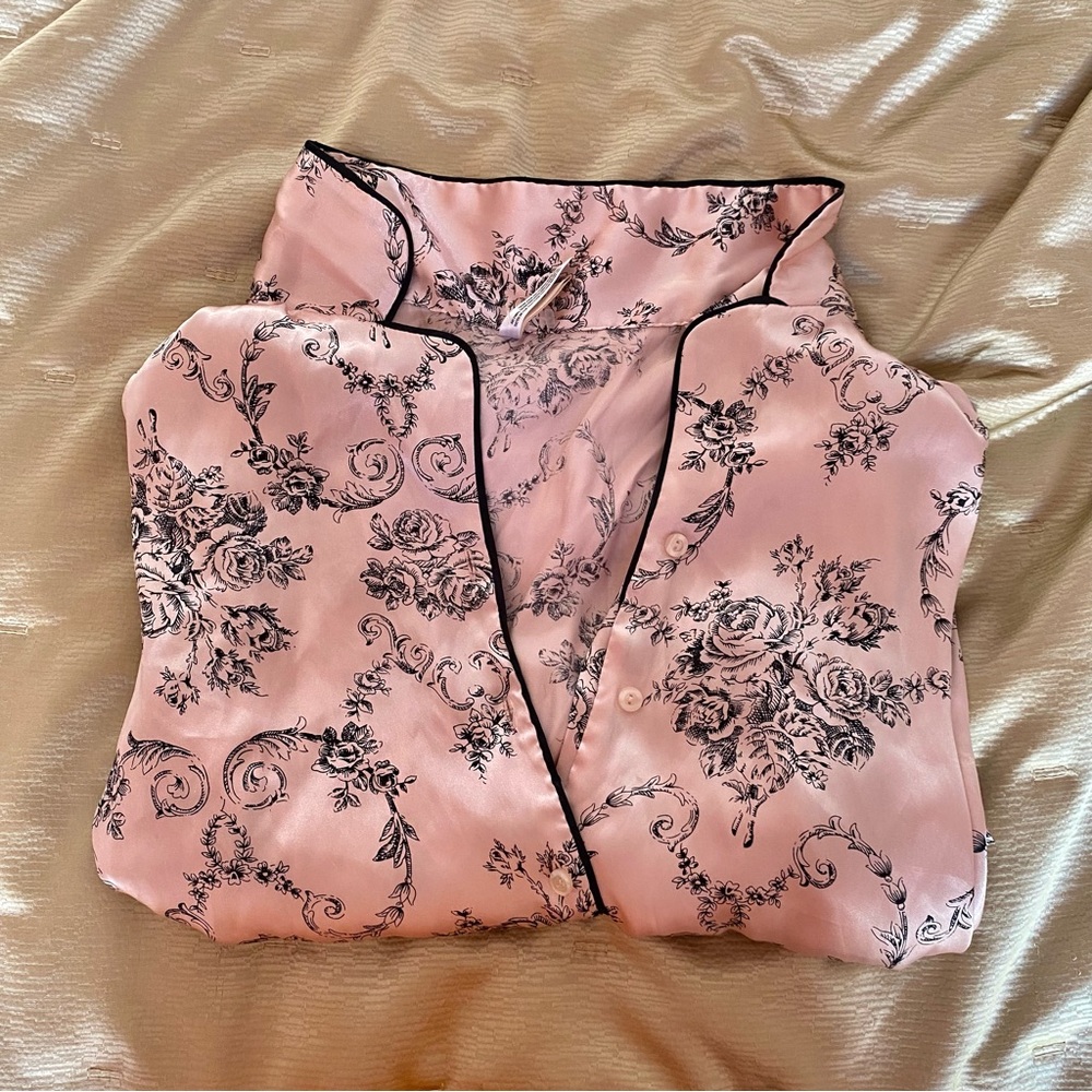 Pink Floral Silk Top Gilligan Omalley Medium